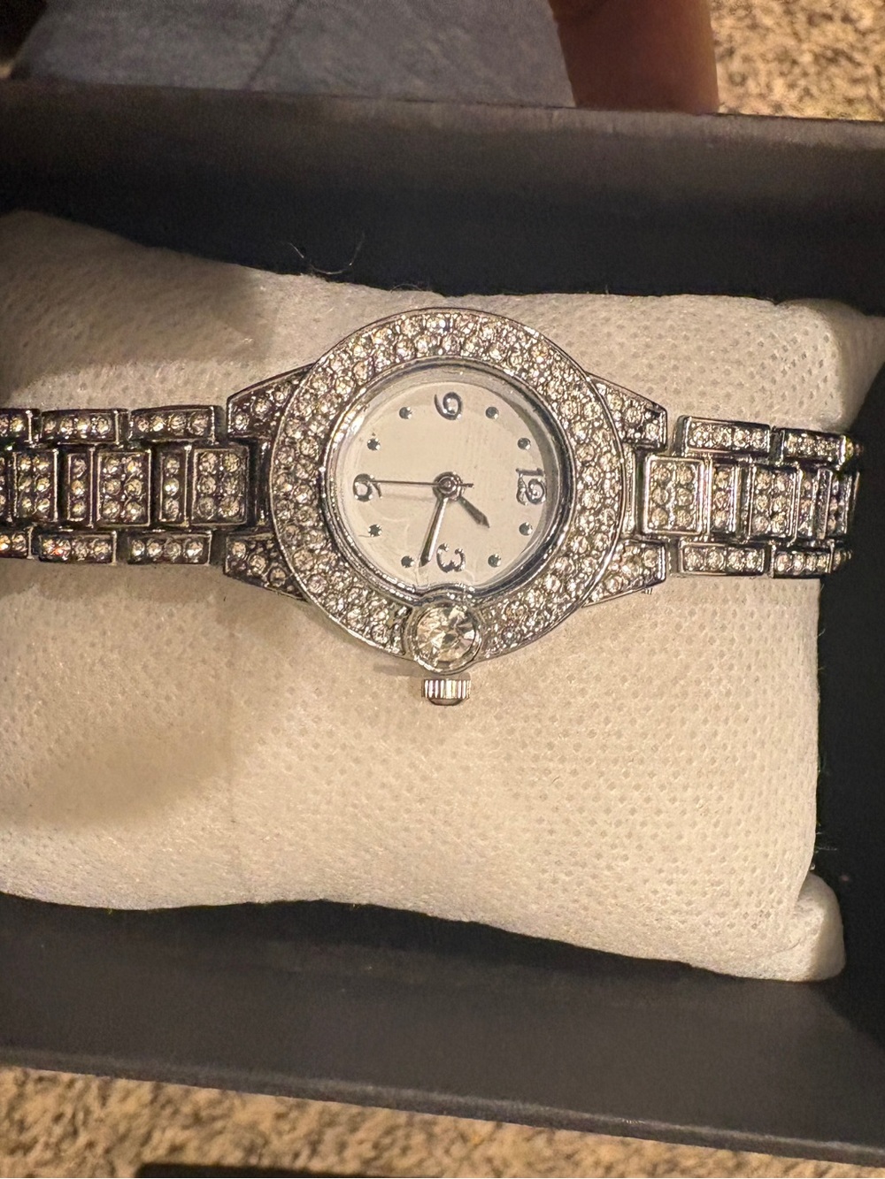 Fashion Nova Silver Crystal-Accented Women's Watch